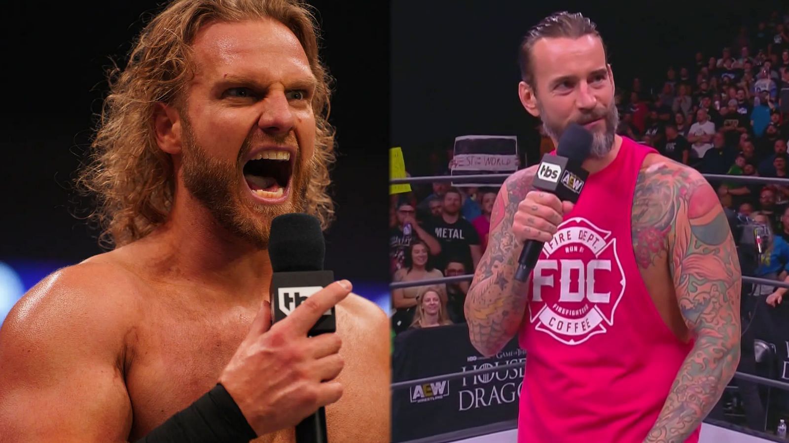 Hangman Page (Left), the reigning AEW World Champion (Right).