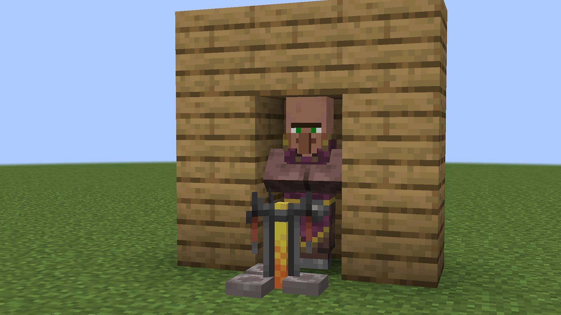 Brewing stand with a Cleric in Minecraft (Image via Mojang)