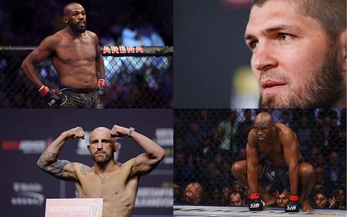 Jon Jones (Top Left), Khabib Nurmagomedov (Top Right), Alexander Volkanovski (Bottom Left) and Kamaru Usman (Bottom Right) (Images courtesy of Getty)