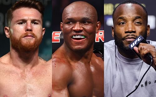 Canelo Alvarez (left), Kamaru Usman (center), and Leon Edwards (right) (Images via Getty)