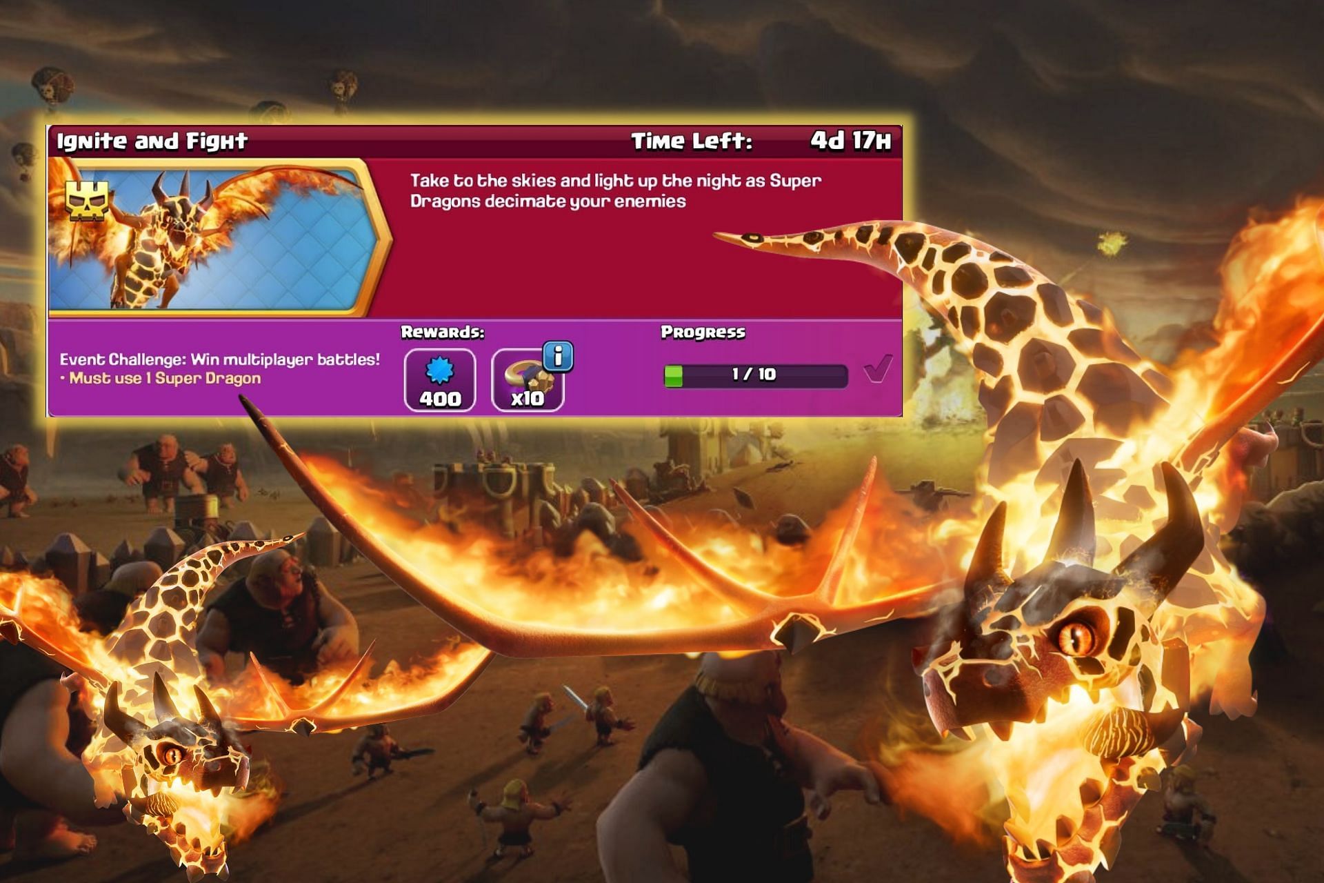 Ignite and Fire challenge in Clash of Clans (Image via Sportskeeda)