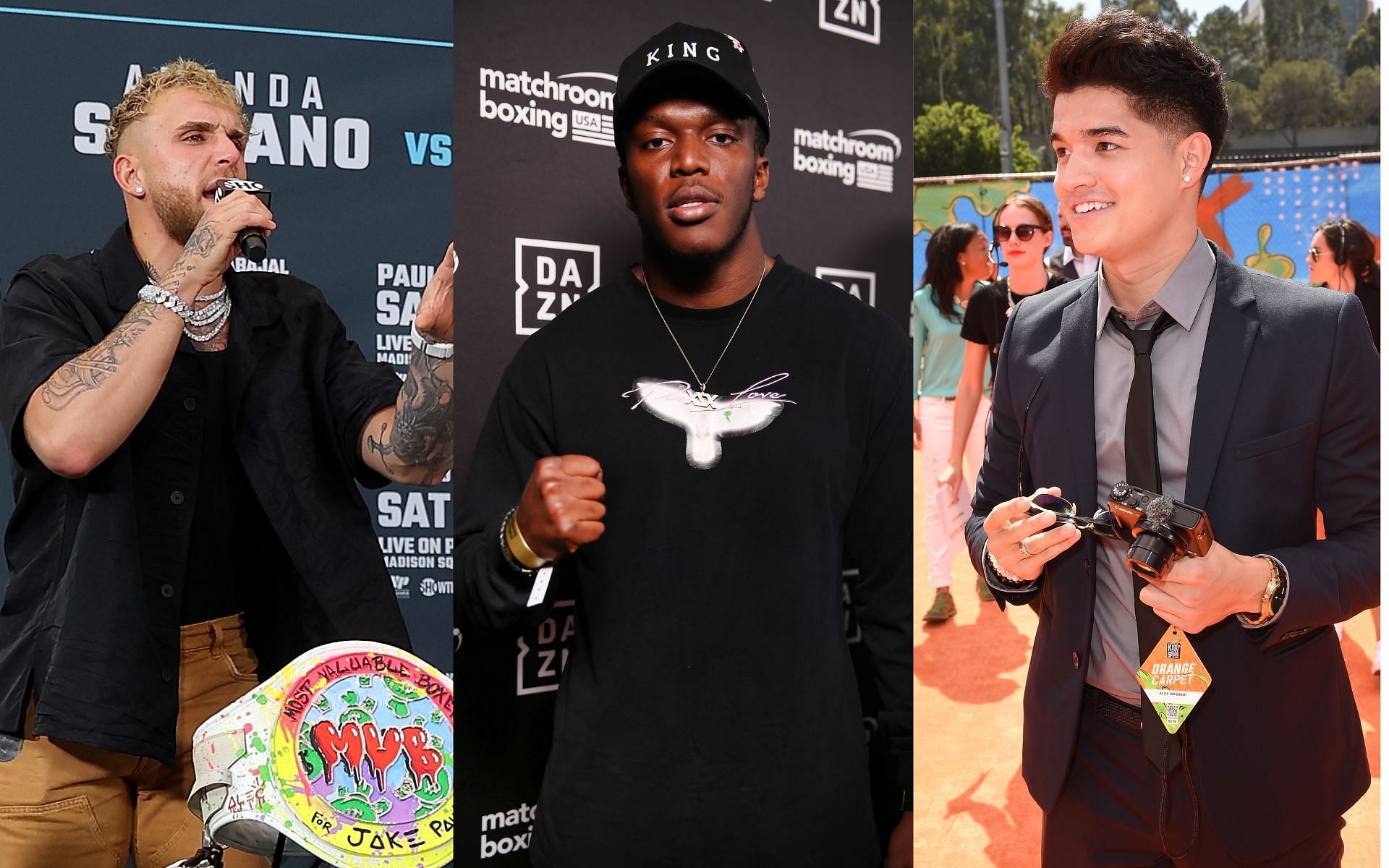 Jake Paul (left), KSI (center), and Alex Wassabi (right) [Image credits Getty Images]