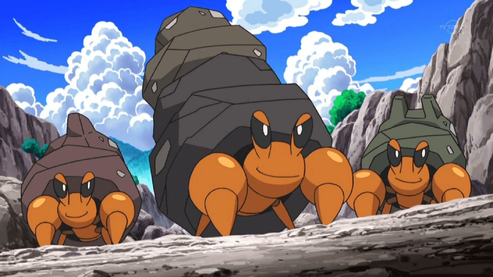 Dwebble as it appears in the anime (Image via The Pokemon Company)