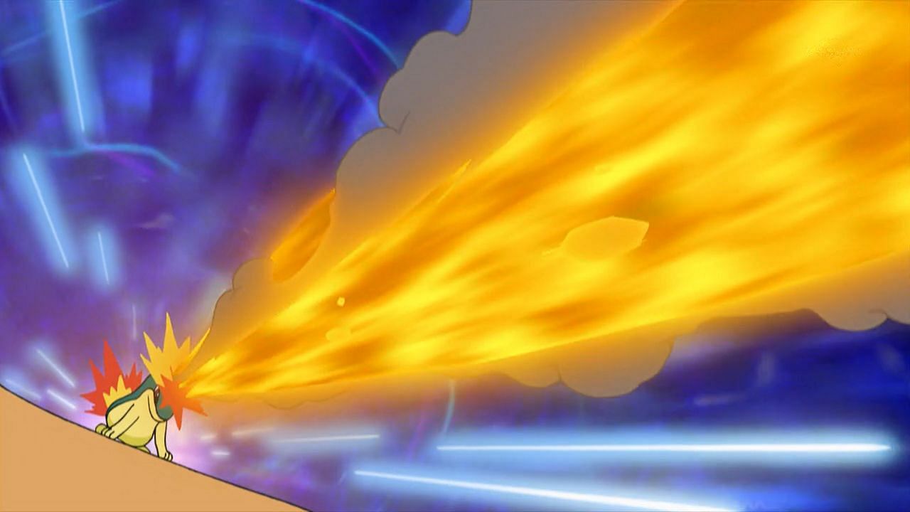 Quilava using Eruption in the anime (Image via The Pokemon Company)