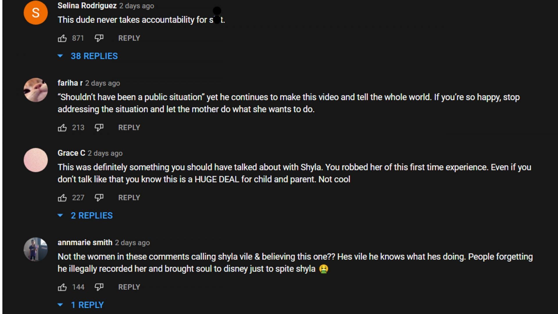 Comments on Landon McBroom&#039;s video (Image via Landon McBroom/YouTube)