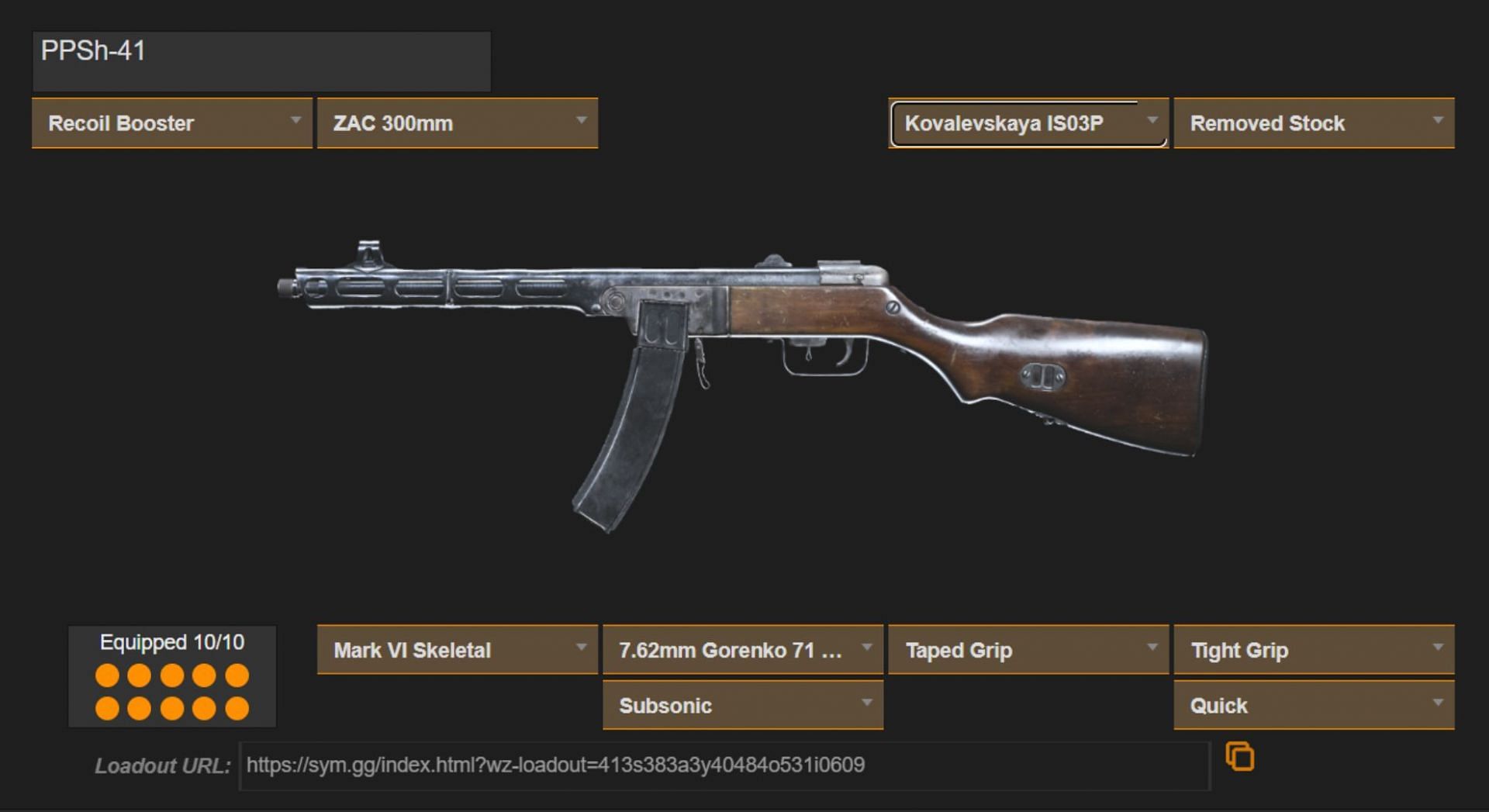 The Call of Duty Warzone&#039;s VG PPSh-41 (Image via sym.gg)