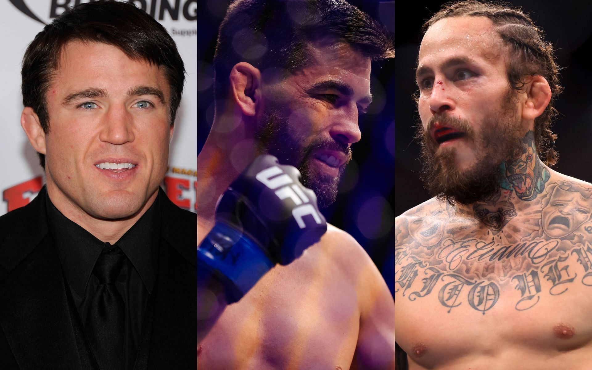 Chael Sonnen (left); Dominick Cruz (center); Marlon Vera (right)