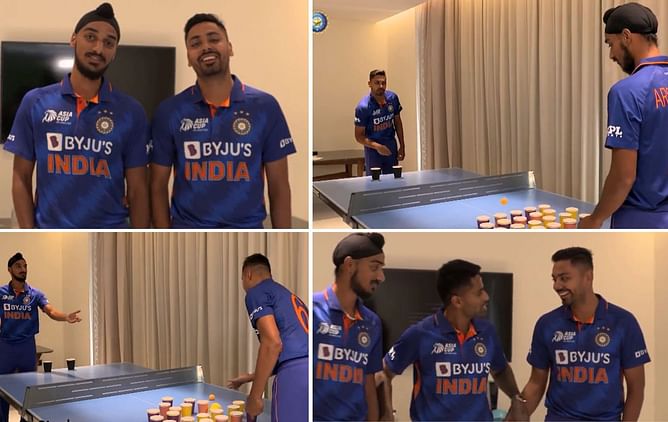 Asia Cup 2022: [WATCH] Avesh Khan and Arshdeep Singh take part in ‘aim’ game; Suryakumar Yadav turns referee