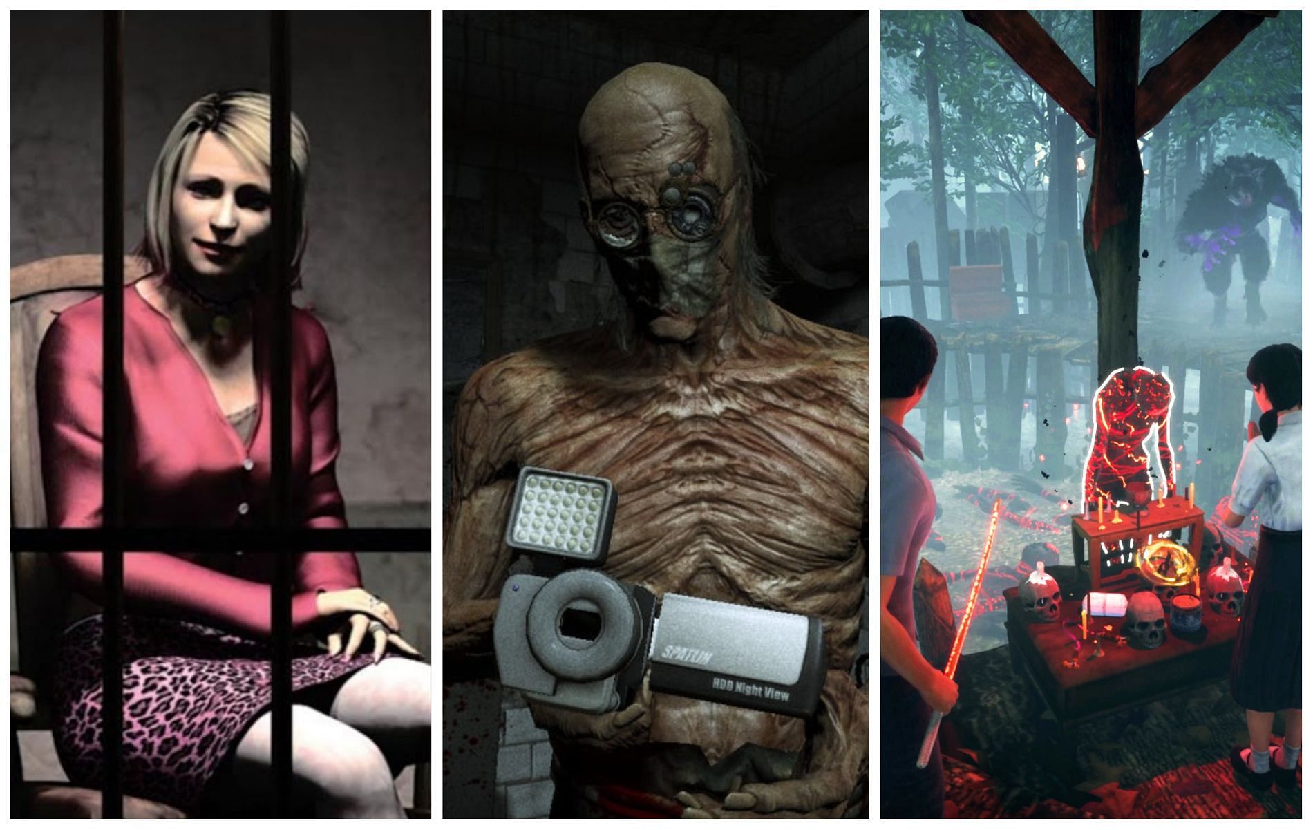 Jump scares aren&#039;t necessary for all horror games to be spooky (Image via Red Barrels, Konami, and Home Sweet Home)