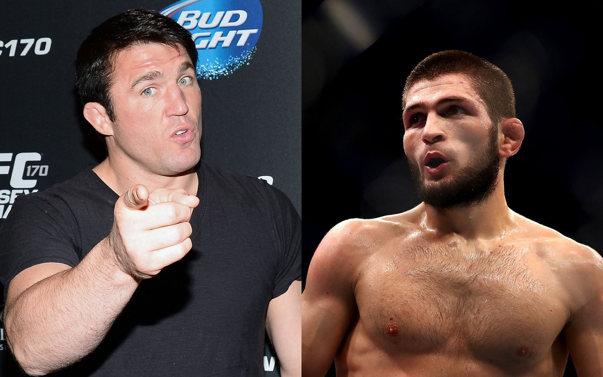 Chael Sonnen (L) thinks Nurmagomedov (R) is the most dominant fighter in UFC history