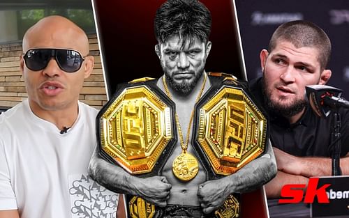 Ali Abdelaziz (left), Henry Cejudo (centre), Khabib Nurmagomedov (right) [Images courtesy of MMA Junkie on YouTube, @henry_cejudo & @khabib_nurmagomedov on Instagram]