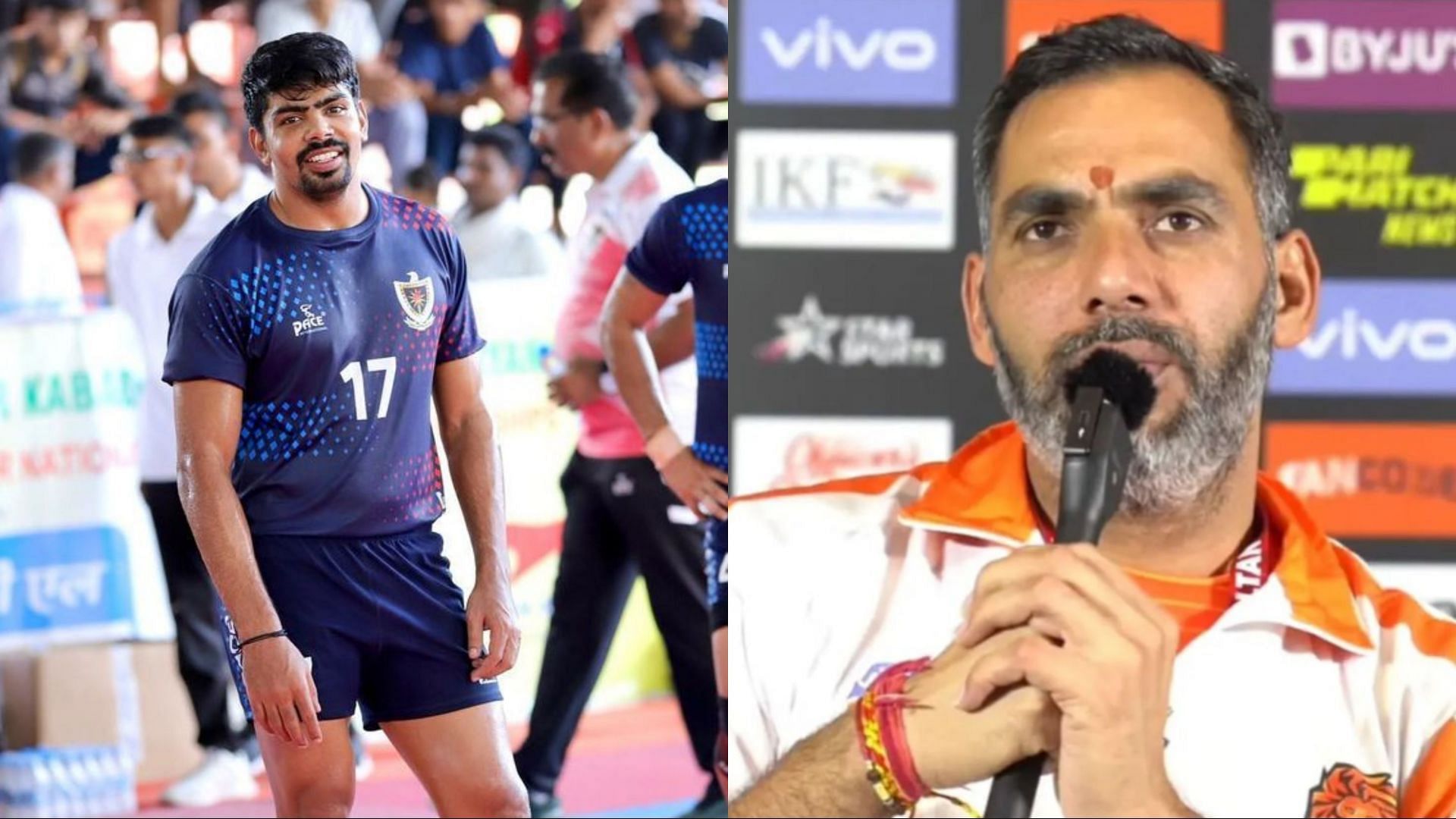 Anup Kumar thinks Pawan Sehrawat (L) will be the most sought-after player at the Pro Kabaddi Auction 2022 (Image: Instagram)