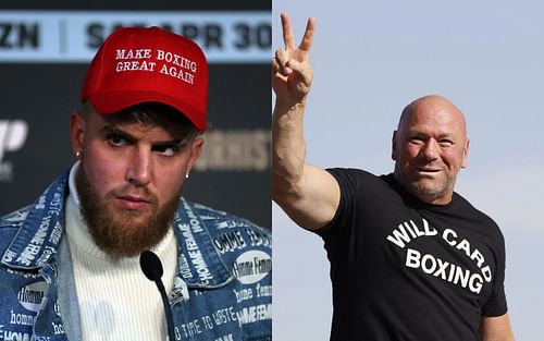 Jake Paul (L), and Dana White (R).