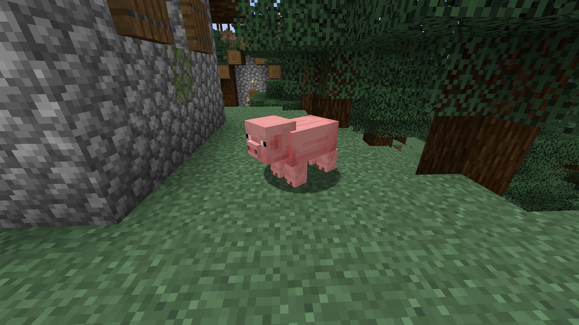 Pigs drop raw pork that can be cooked and consumed in Minecraft 1.19 (Image via Mojang)