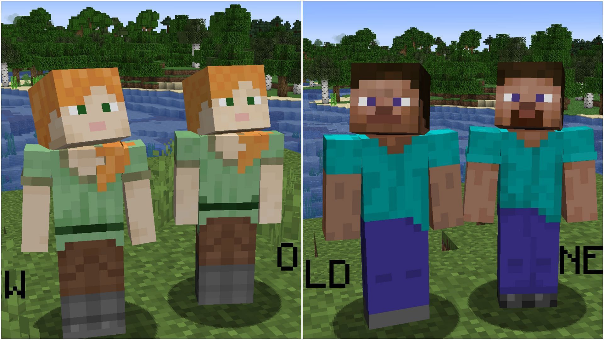 There are a few minor changes in Steve and Alex&#039;s Minecraft skins (Image via Reddit/u/Kidfury000)