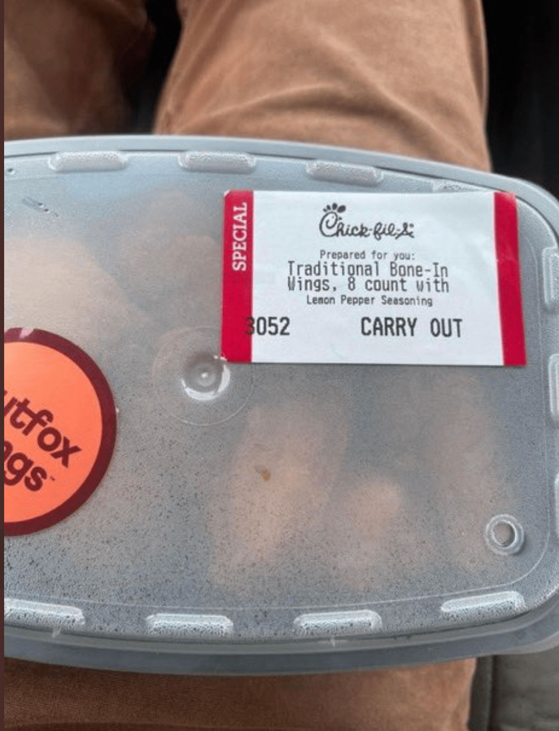 Wings allegedly sold by Chick-fil-A says &quot;Special&quot; on the label. (Image via @EverythingGeorgia/ Twitter)