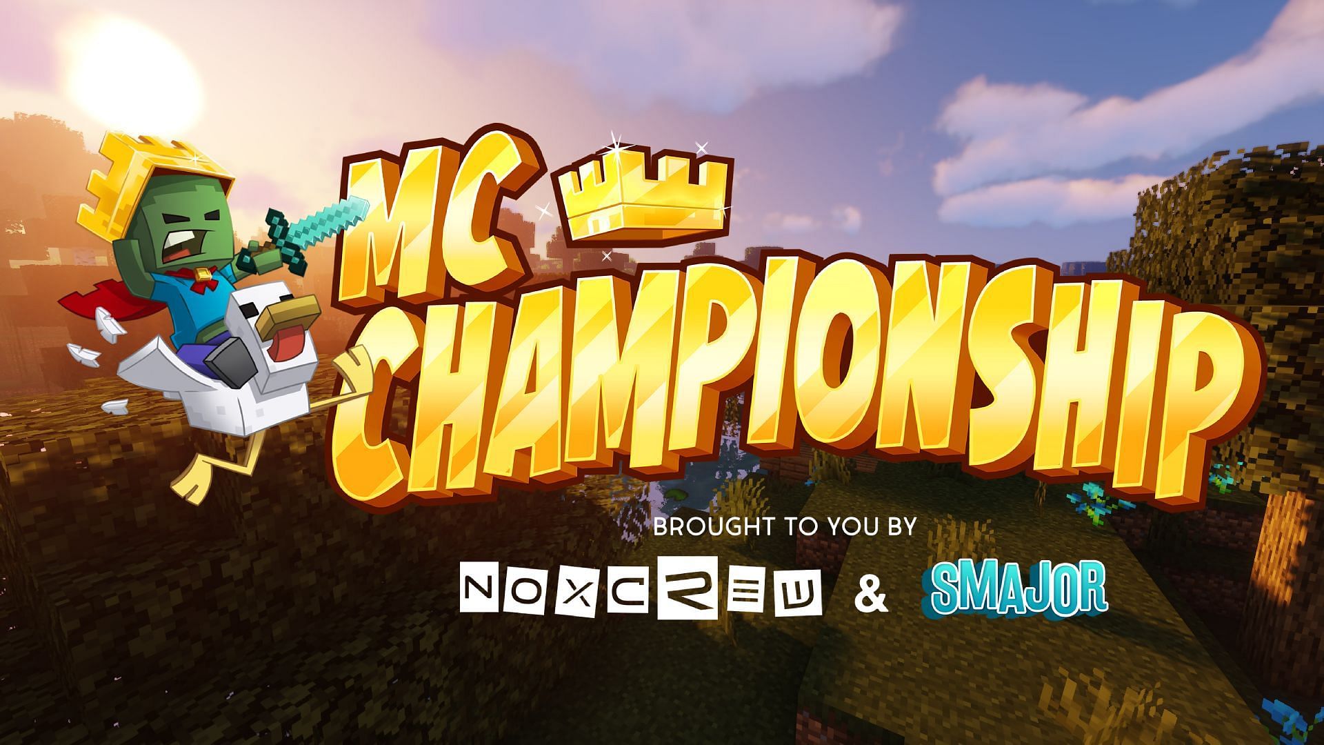 The MCC logo over the top of a Minecraft background (Image via MCC)