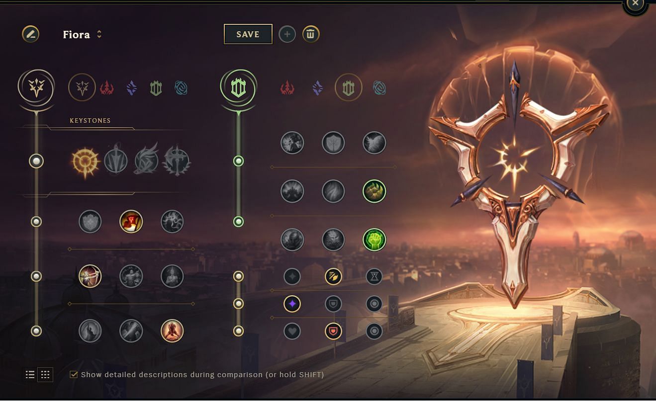 Rune Path for Fiora (Image via League of Legends)