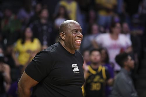 Magic Johnson's trophy cabinet is very impressive (Image via Getty Images)