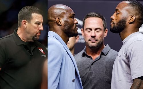 (L-R) John McCarthy, Kamaru Usman, Leon Edwards