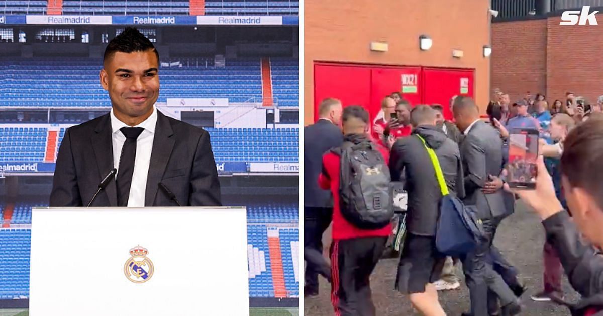 Casemiro is mobbed by joyful Manchester United fans