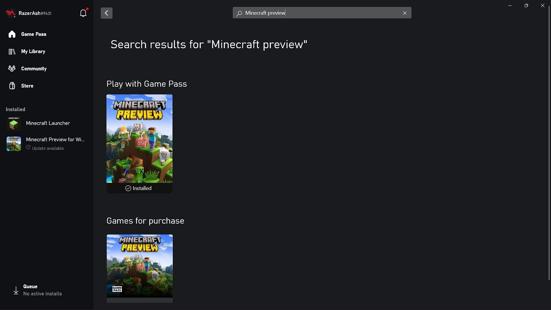 To download the latest Bedrock beta 1.19.30.21, players must search for the beta preview game version on the Xbox app (Image via Sportskeeda)