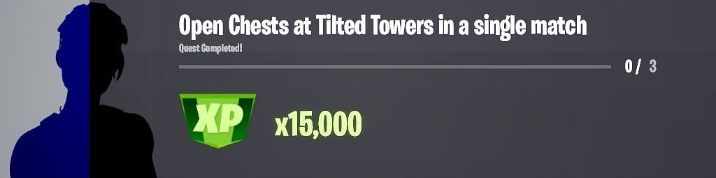 Open three chests at Tilted Towers to claim 15,000 XP (Image via Twitter/iFireMonkey)