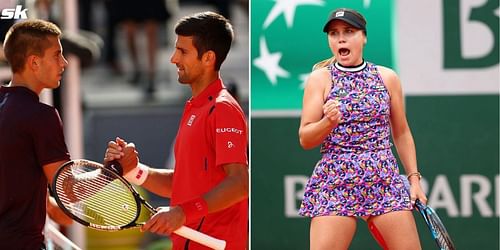 From L-R: Borna Coric, Novak Djokovic and Sofia Kenin