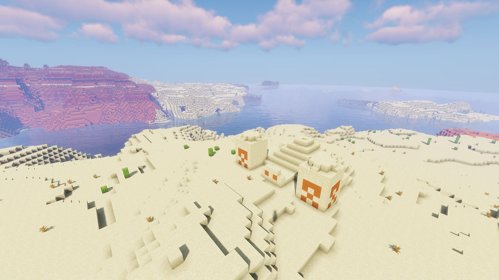 One of the few desert temples found near spawn (Image via Minecraft/Mojang)