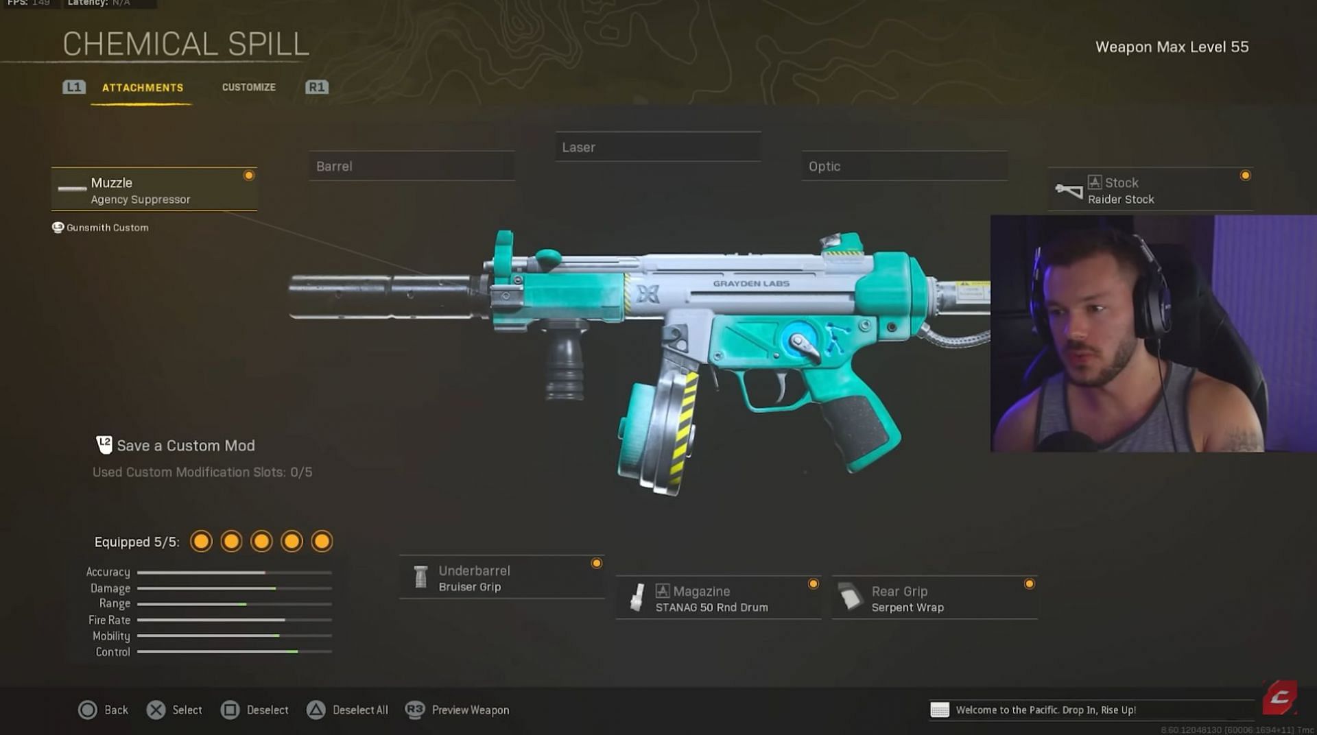 Call of Duty Warzone BOCW MP5 loadout (Image via YouTube/Chuck)