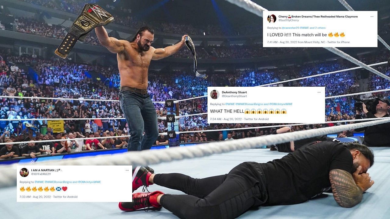 Drew McIntyre laid out Roman Reigns with a Claymore on SmackDown