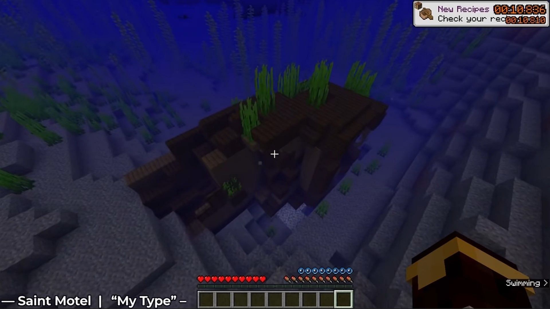 The player instantly found a shipwreck for resources (Image via YouTube/Cube1337x)