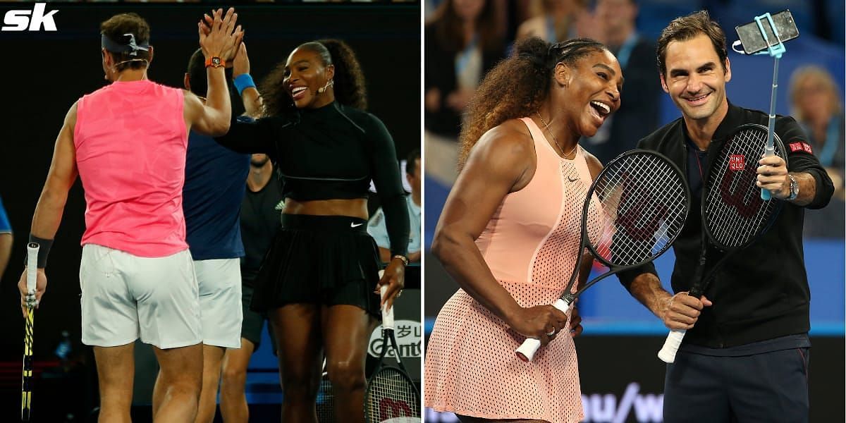 Serena Williams with Rafael Nadal and Roger Federer