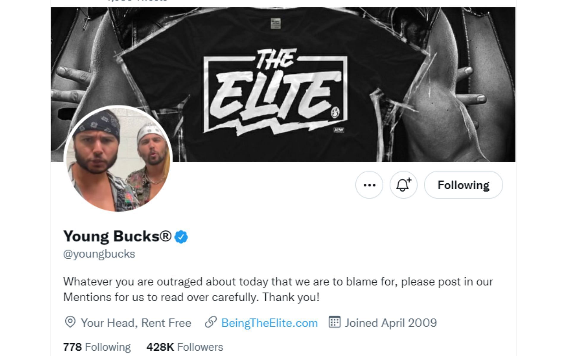 The Young Bucks&#039; latest Twitter bio