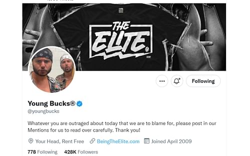 The Young Bucks' latest Twitter bio