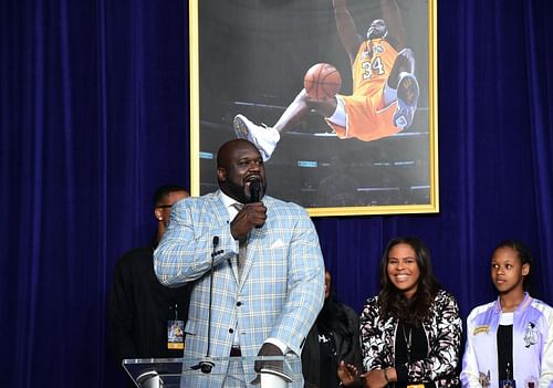 Shaquille O'Neal during the unveiling ceremony of his statue