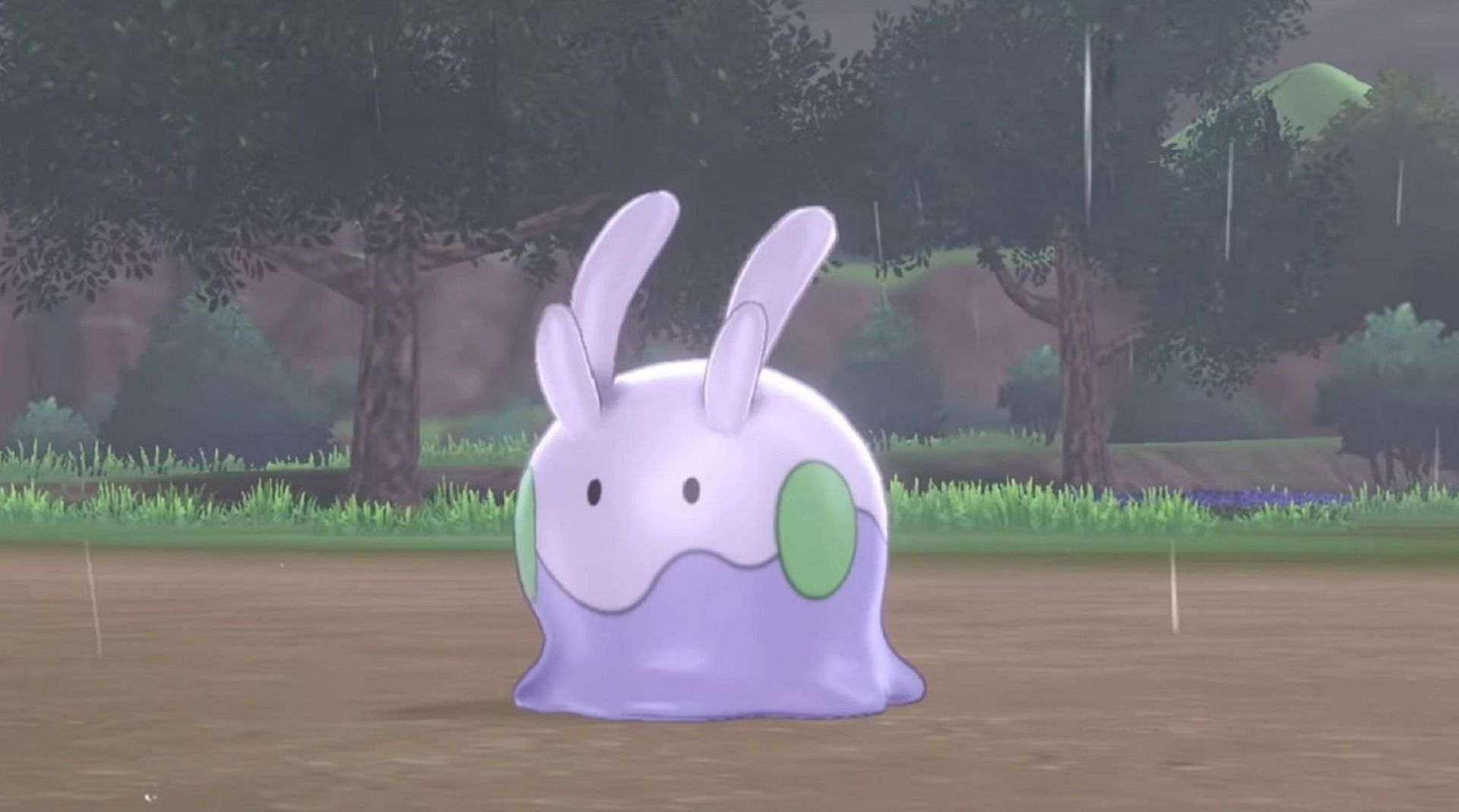 Goomy is encountered in Sword and Shield during the rain storms it loves (Image via Game Freak)