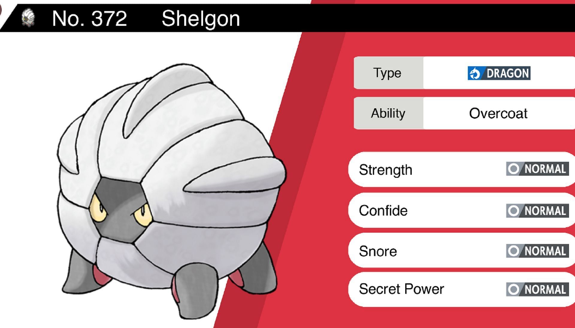 Shelgon information provided by the community (Image via @RandomPokeBot/Twitter)