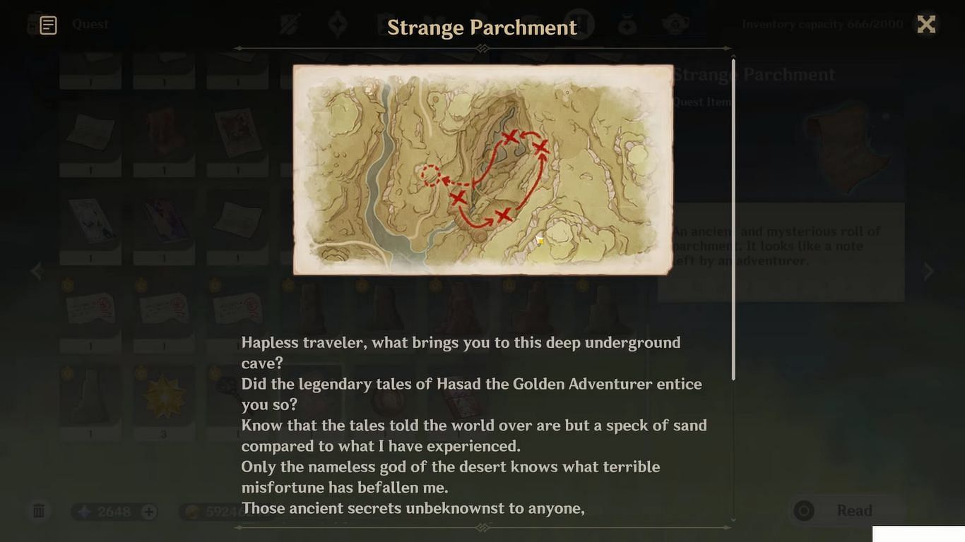 The Strange Parchment can be found by completing a quest (Image via Genshin Impact)