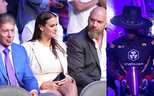 McMahon family (left), Israel Adesanya (right) at UFC 276 [Images courtesy: @mma_lockerroom via Twitter and BT Sport via YouTube]