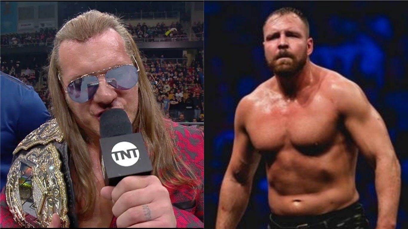 Chris Jericho as World Champion (Left), Jon Moxley in lead up to their feud (Right).