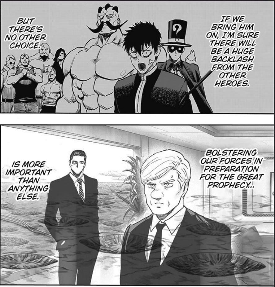 Sitch and Sekingar discuss Garou&#039;s situation in One Punch Man Chapter 170 (Image via Viz Media)