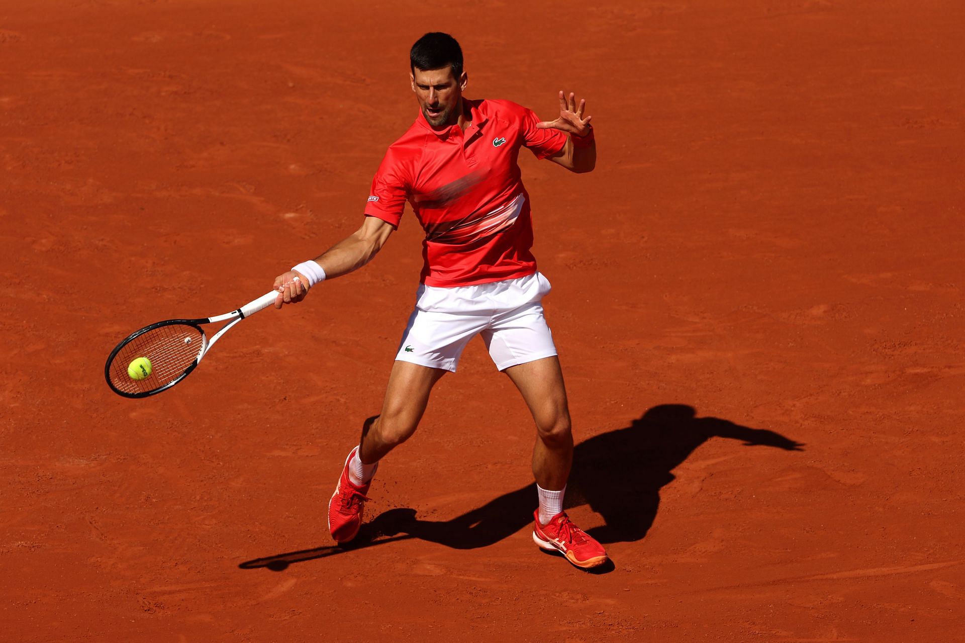 Novak Djokovic in action at 2022 French Open.