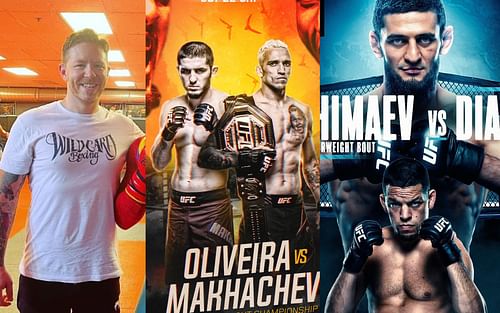 Brandon Gibson (left), Charles Oliveira & Islam Makhachev (centre), Khamzat Chimaev & Nate Diaz (right) [Images courtesy of @sixgungibson on Instagram / @fahimvisualz & @diaztwinsMMA on Twitter]