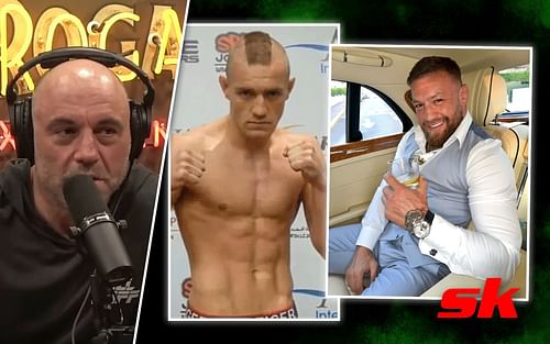 (L to R) Joe Rogan (via @PowerfulJRE on YouTube), Conor McGregor old picture (via @DelayedMMANews on Twitter), McGregor recent picture (via @thenotoriousmma on Instagram)