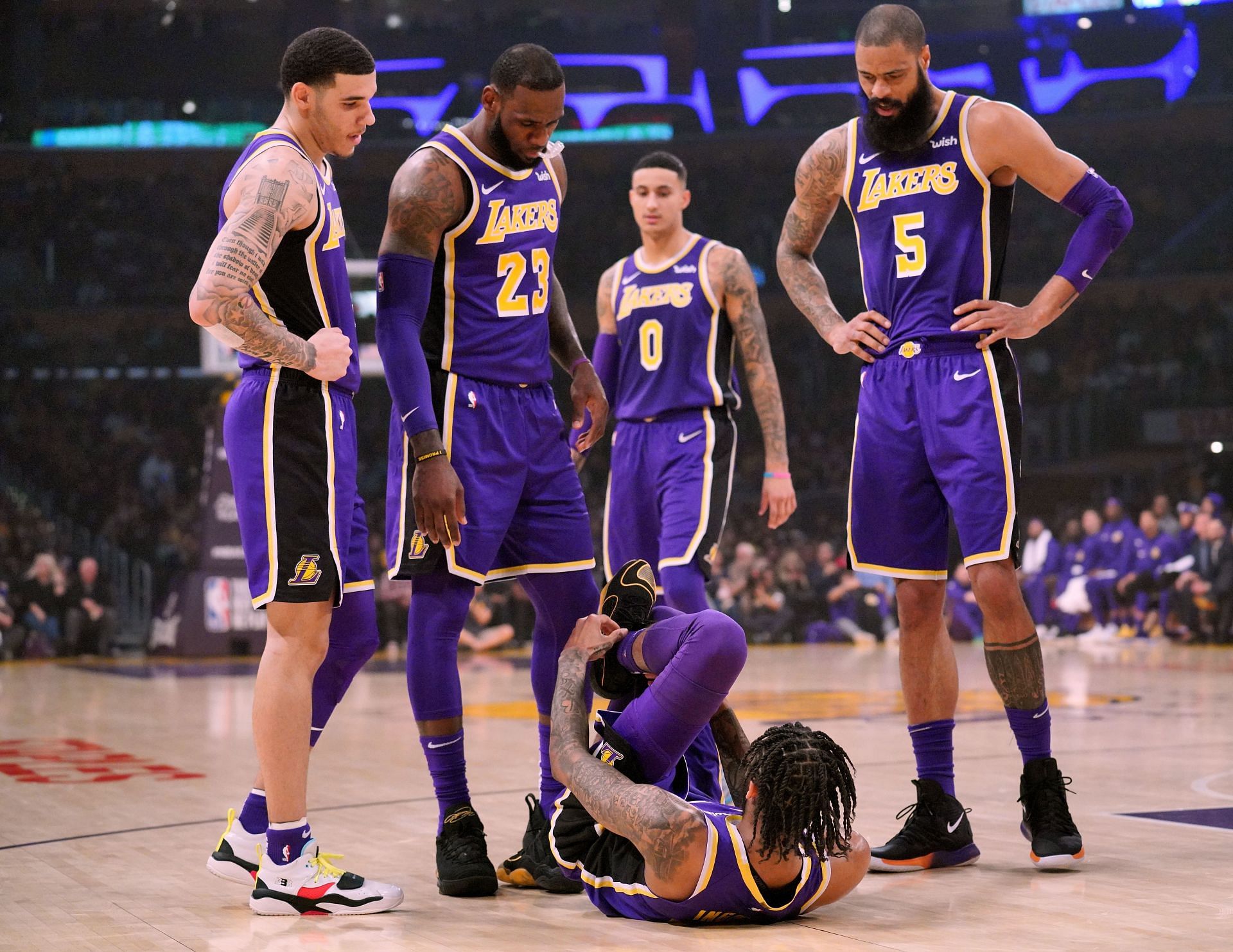 The LA Lakers team in 2018