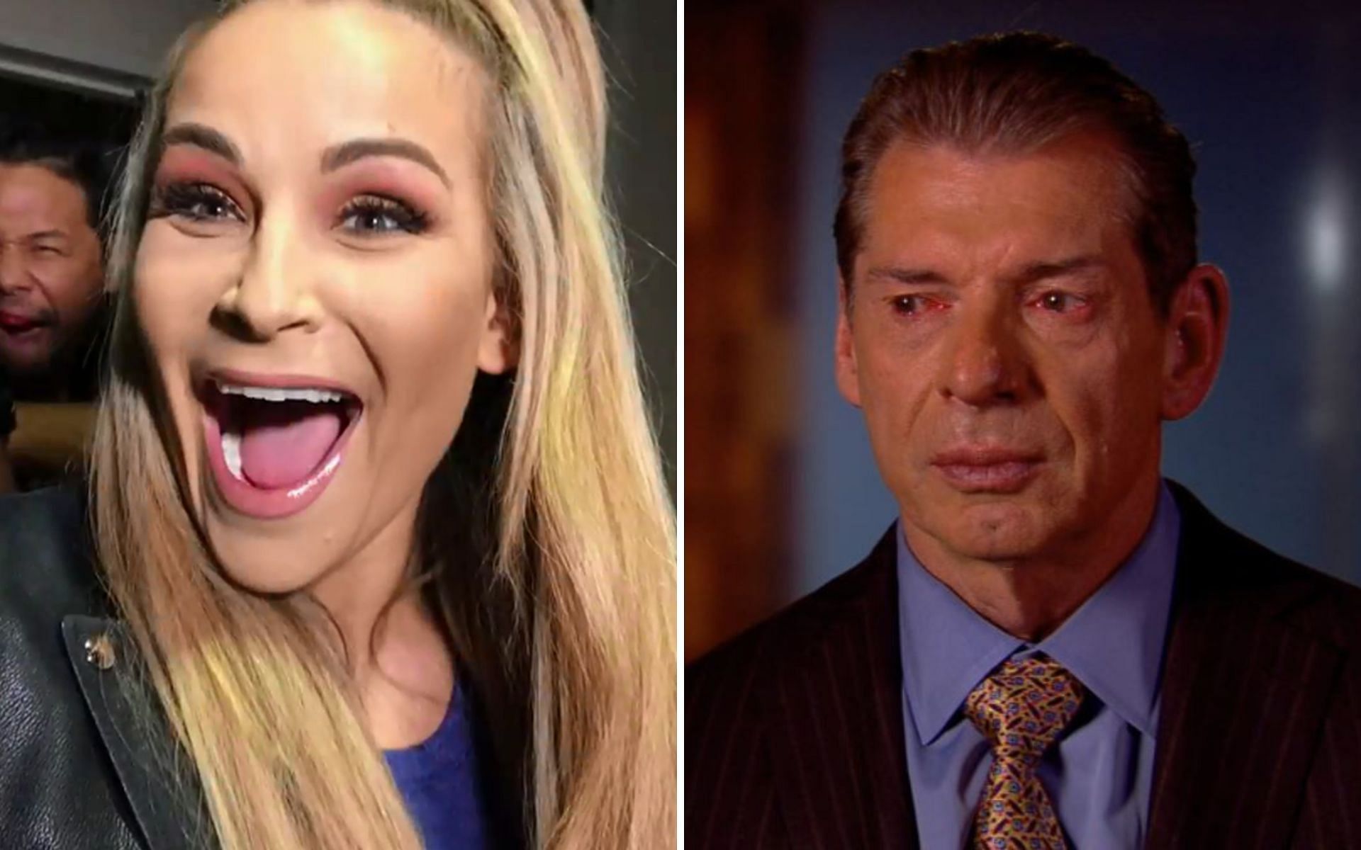 Natalya (left) and Vince McMahon (right)