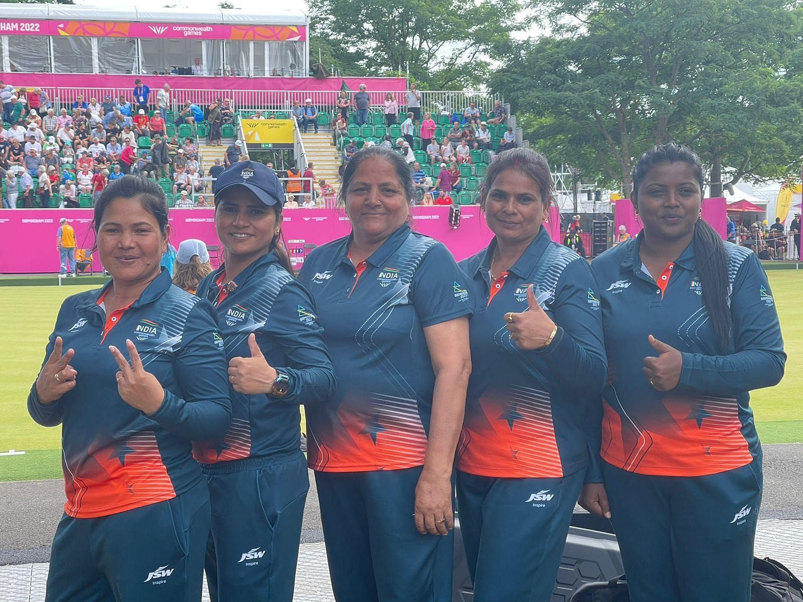 The Indian women&#039;s Lawn Bowls team at CWG 2022. (PC: SAI)