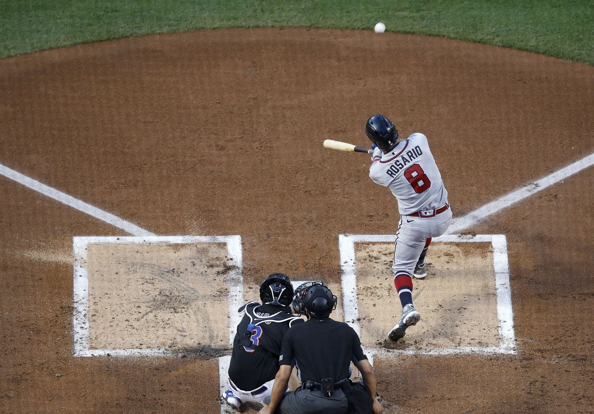 Eddie Rosario hits a home run in the first inning during tonight&#039;s Atlanta Braves v New York Mets game.