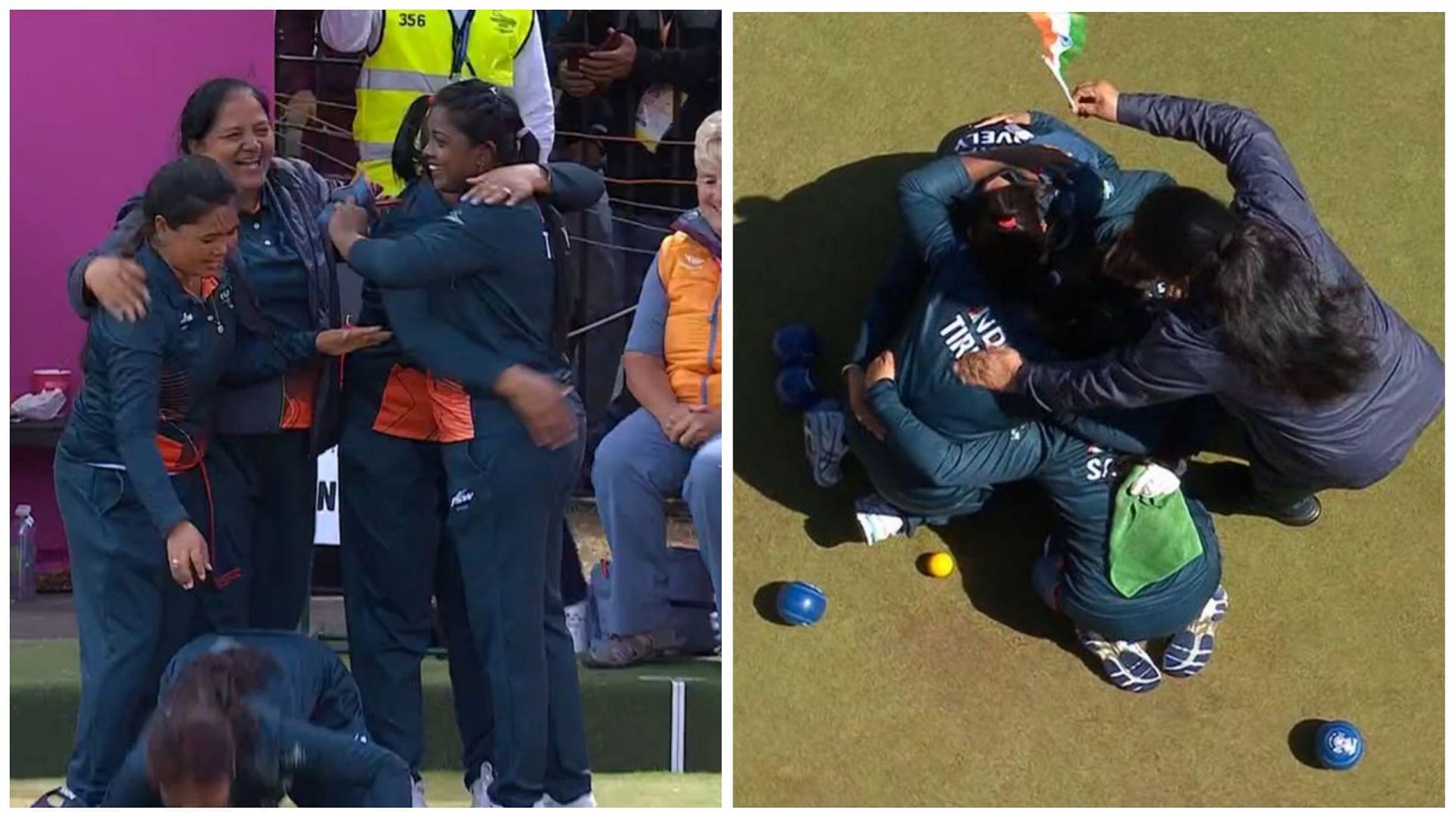 CWG 2022: Historic Lawn Bowls gold medal celebration (Pic Credit: Twitter)